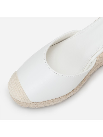 Espadrilles compensées blanches avec ruban à nouer