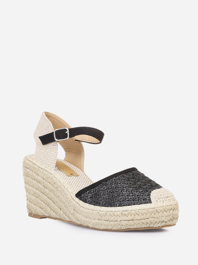 Espadrilles compensées  effet paille tressée