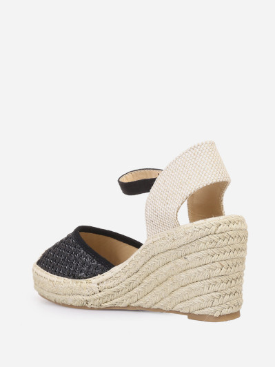 Espadrilles compensées  effet paille tressée