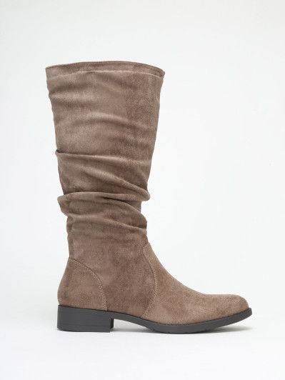 Bottes plissées en suédine taupe