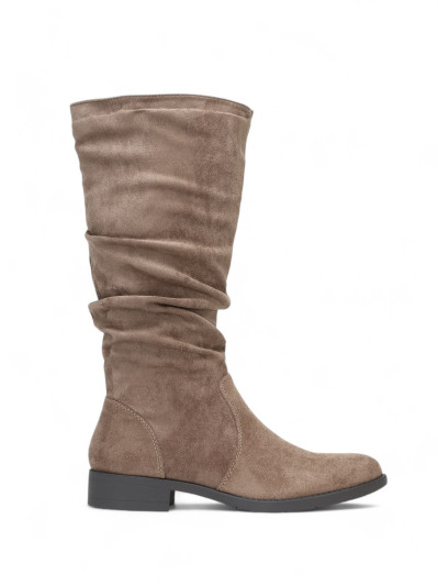 Bottes plissées en suédine taupe
