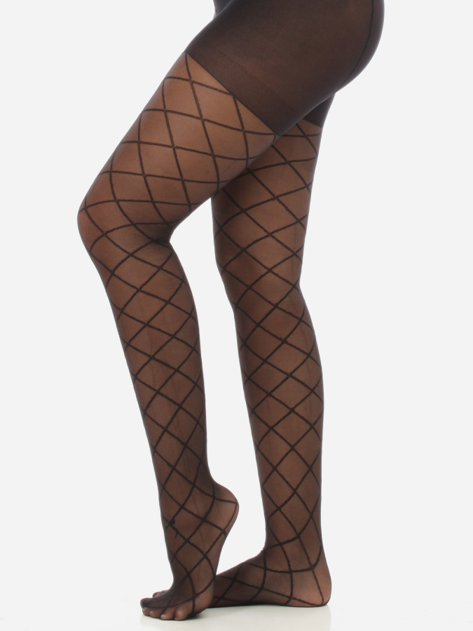 Collants semi-transparents noirs à croisillons