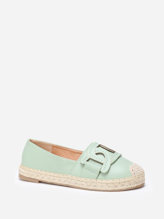Espadrilles vertes avec bride en simili