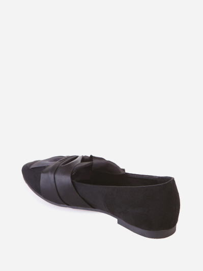 Slippers noires à noeud satiné femme pas cher la modeuse