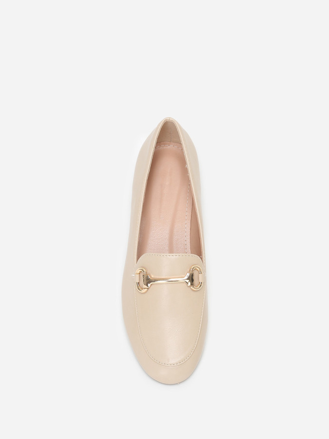 Mocassins plats beiges à mors