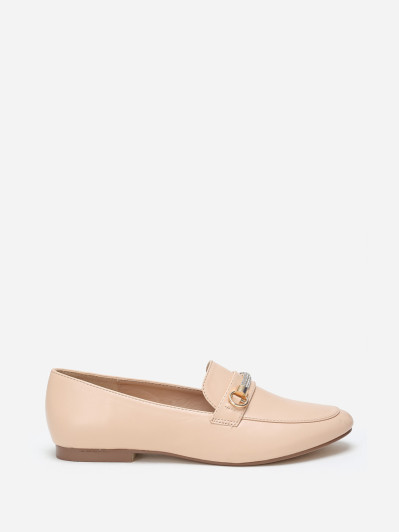 Mocassins nude à bride strass et mors