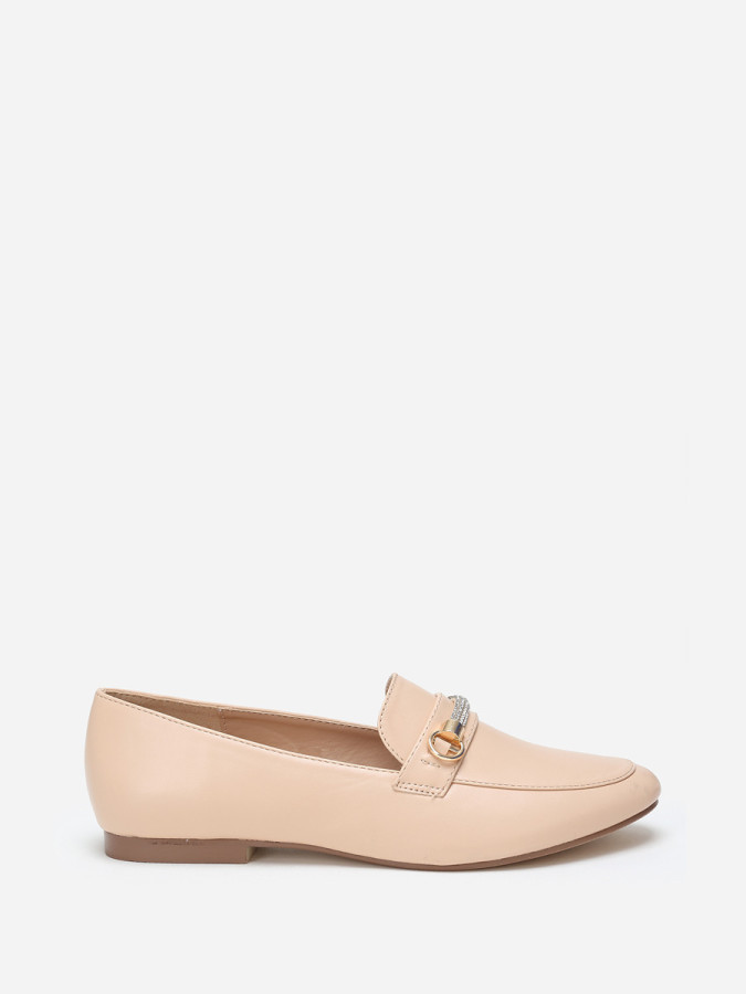 Mocassins nude à bride strass et mors