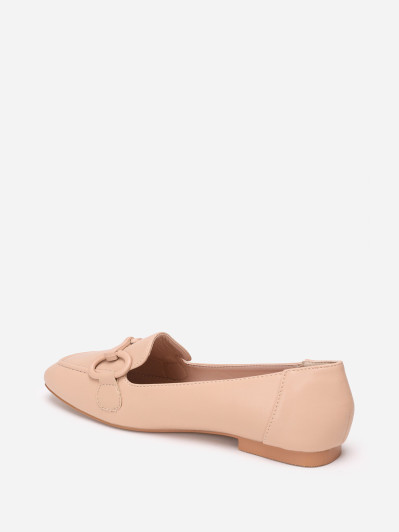 Mocassins taupe à bride métallique et surpiqûres