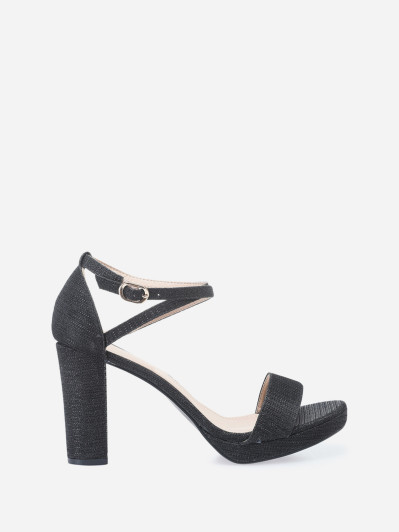 Sandales noires en lurex grandes tailles