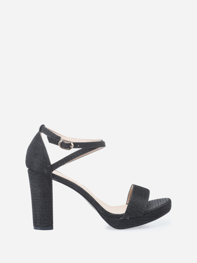 Sandales noires en lurex grandes tailles