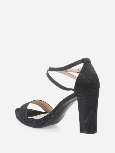 Sandales noires en lurex grandes tailles