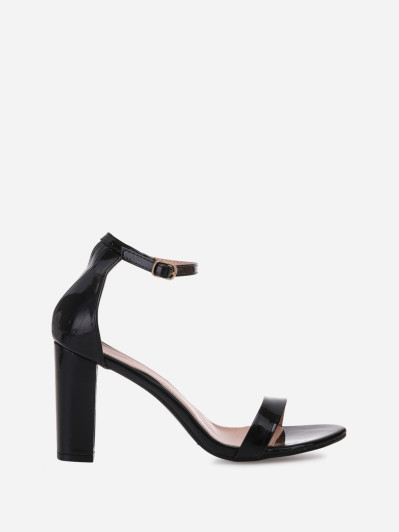 Sandales vernies noires à talon carré pas cher femme la modeuse