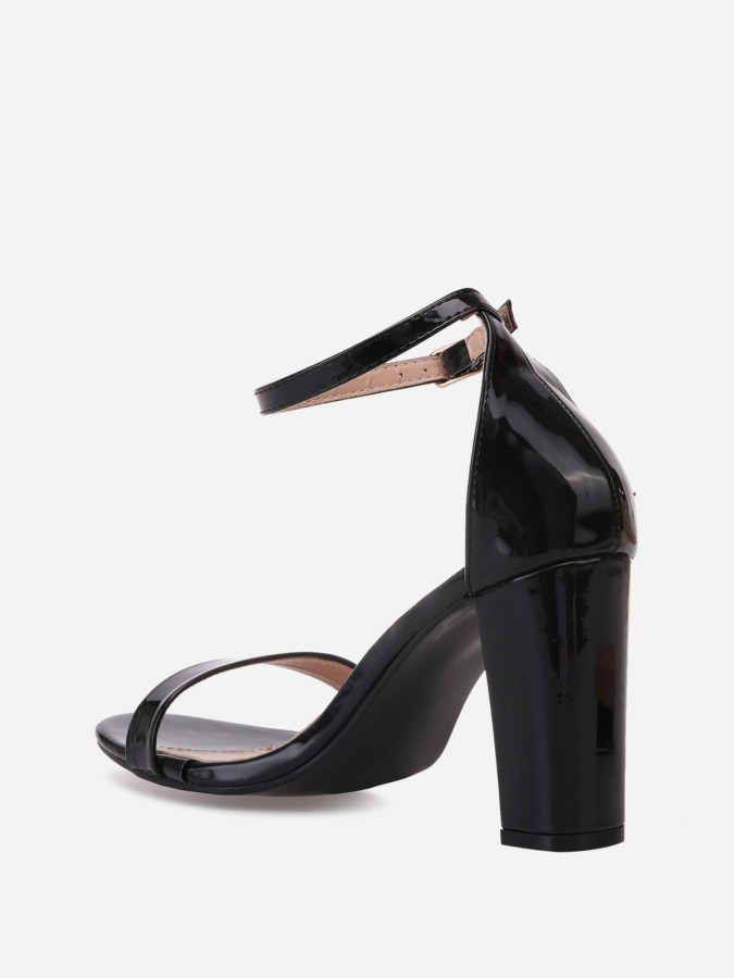 Sandales vernies noires à talon carré pas cher femme la modeuse