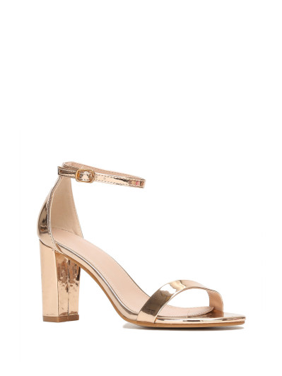 Sandales vernies doré rose à talon carré pas cher femme la modeuse