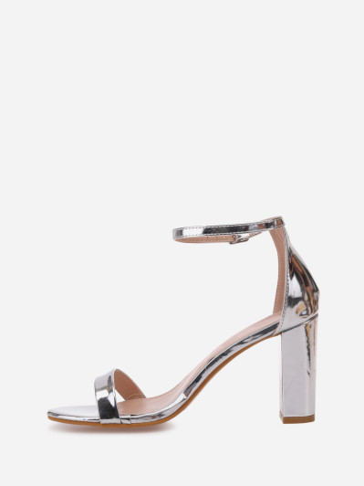 Sandales vernies argentées à talon carré pas cher femme la modeuse