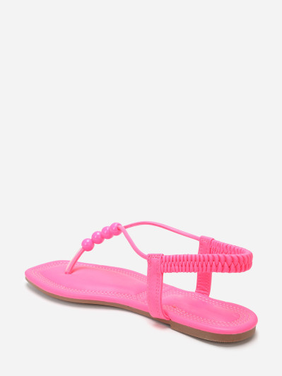 Nu-pieds carrés fuchsia à perles