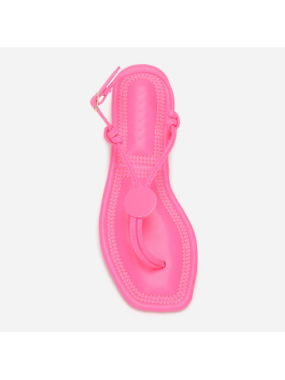 Nu-pieds fuchsia à empiècement rond