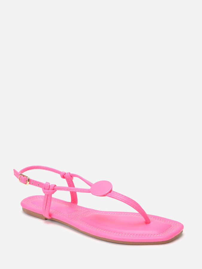 Nu-pieds fuchsia à empiècement rond