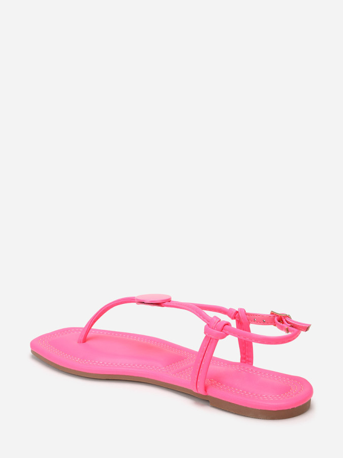 Nu-pieds fuchsia à empiècement rond