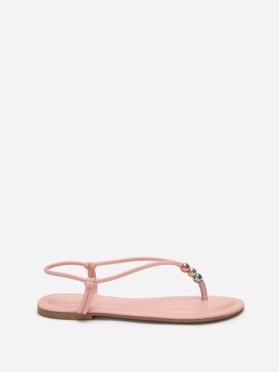 Nu-pieds roses à fines bride avec perles colorées