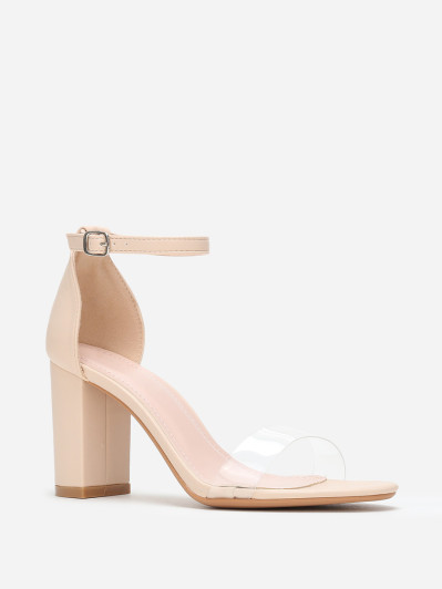 Sandales beiges à bride transparente