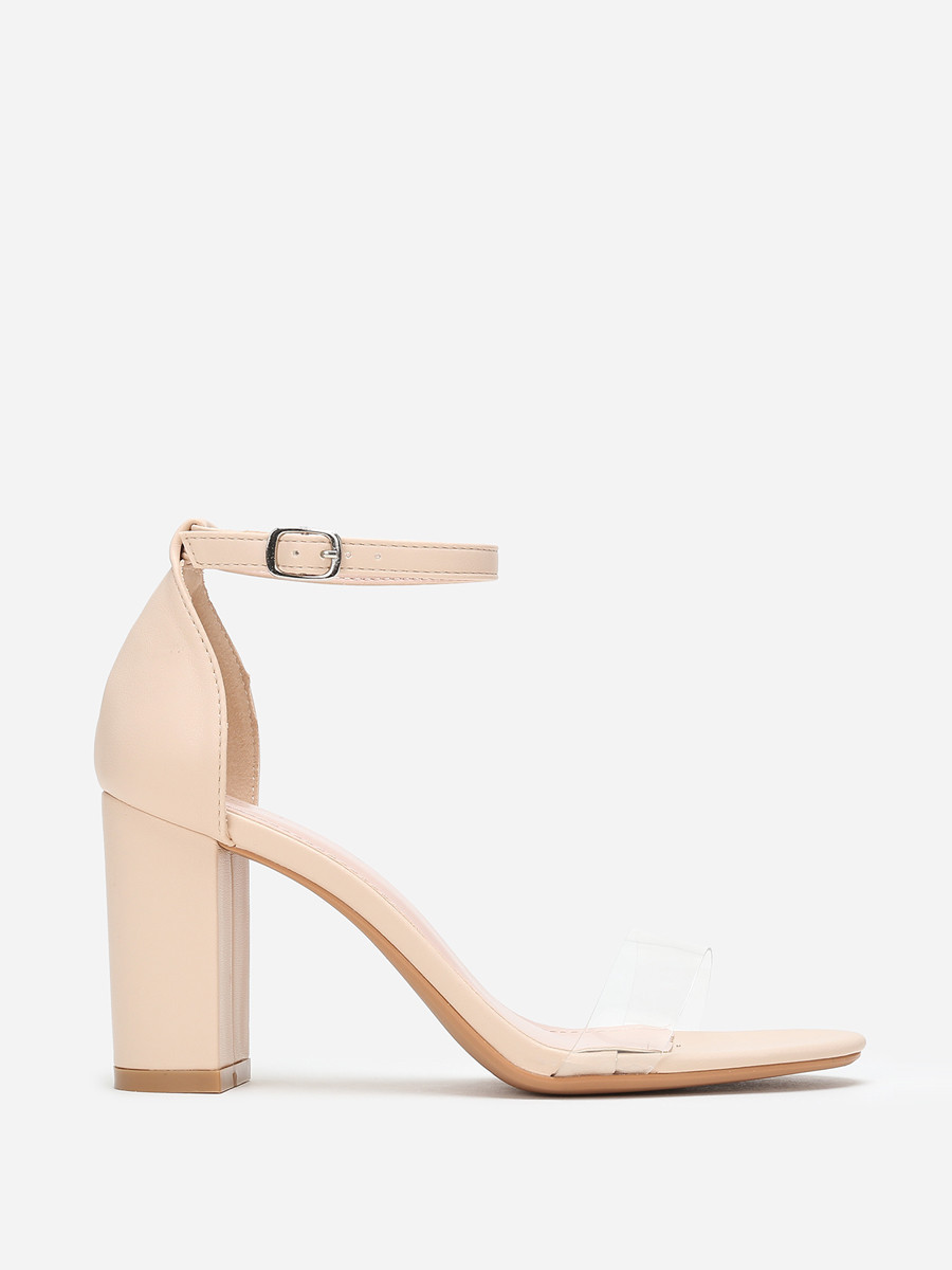Sandales beiges à bride transparente