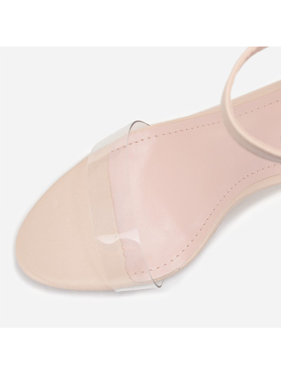 Sandales beiges à bride transparente