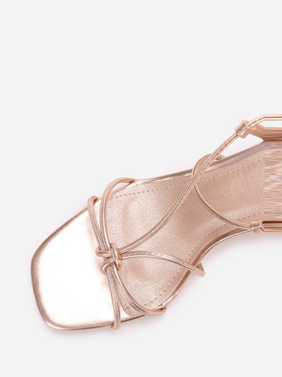 Sandales doré rose à brides entrelacées