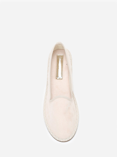 Slippers beiges en suédine à bout rond