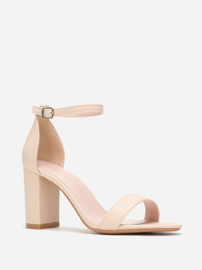 Sandales beiges à bride et talon carrés