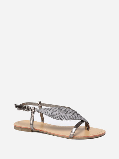 Nu-pieds à feuille en strass