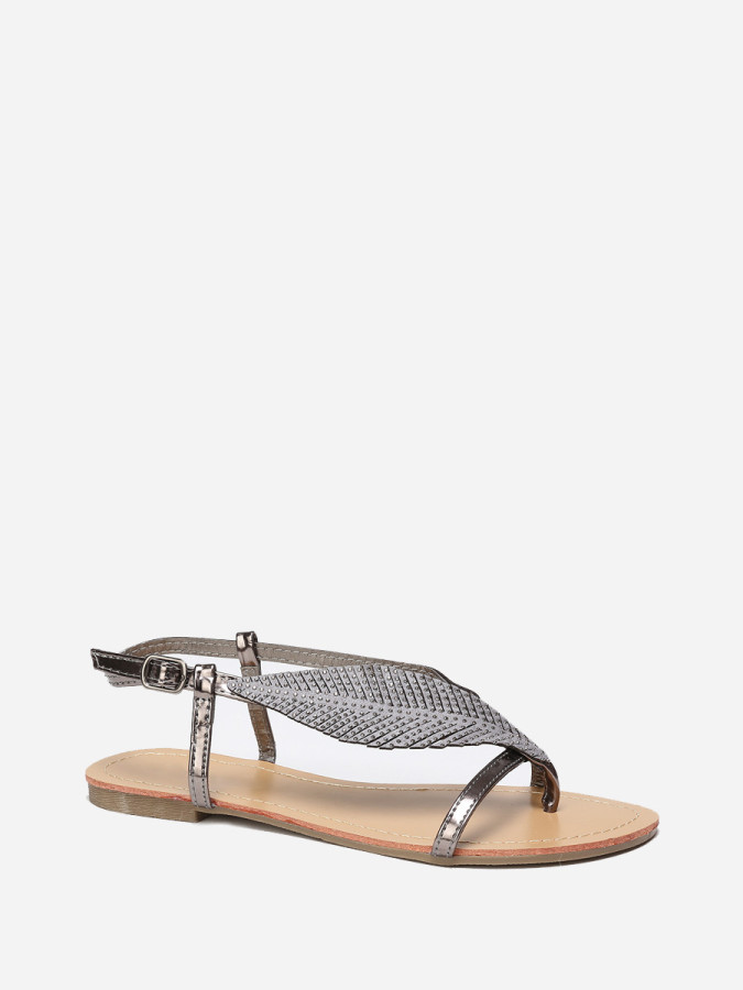 Nu-pieds à feuille en strass