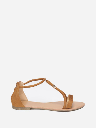 Sandales camels à brides détails métallisés