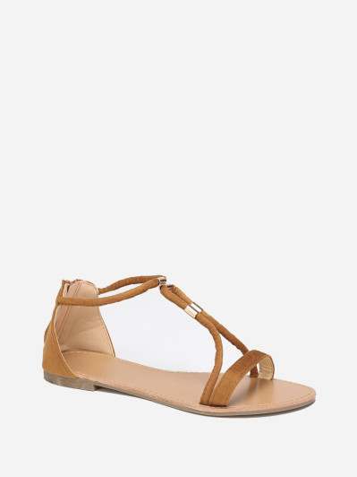 Sandales camels à brides détails métallisés