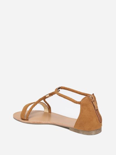 Sandales camels à brides détails métallisés