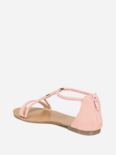 Sandales rose poudrées à brides détails métallisés