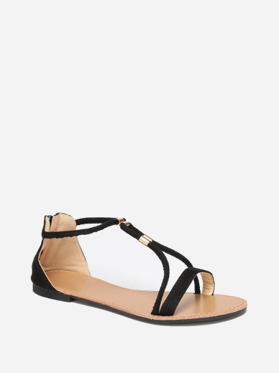 Sandales noires à brides détails métallisés