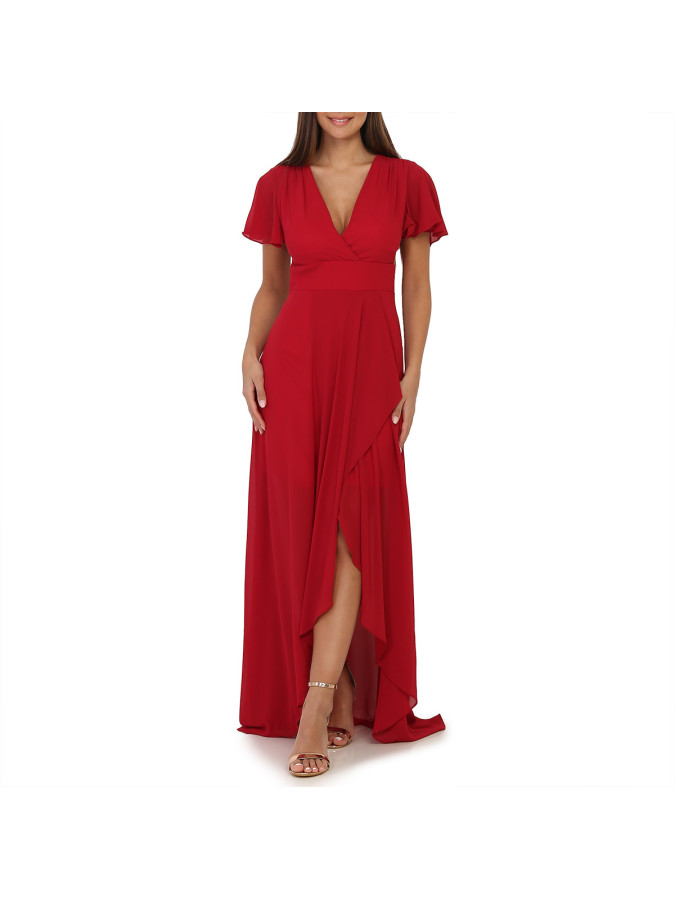 Robe portefeuille bordeaux à manches papillons