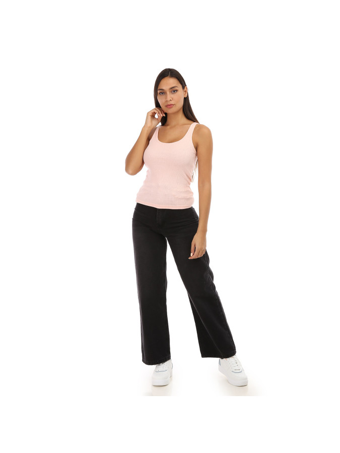Débardeur côtelé rose clair