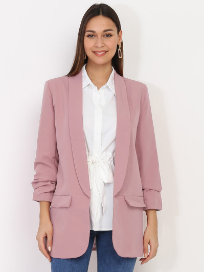 Veste blazer rose foncé à manches retroussées