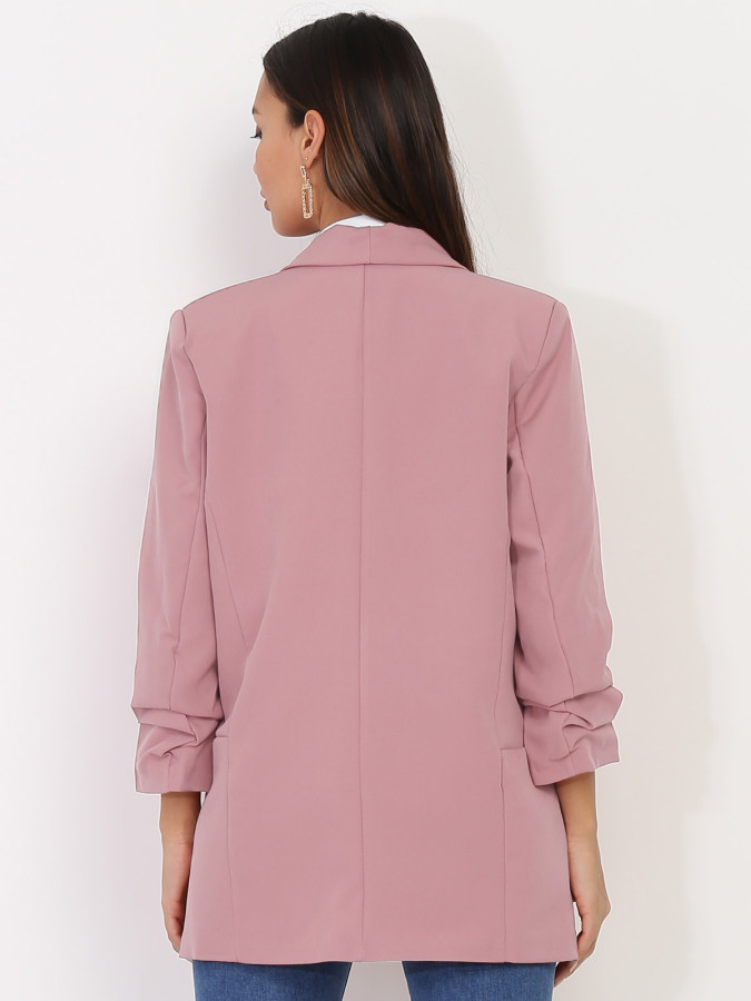Veste blazer rose foncé à manches retroussées