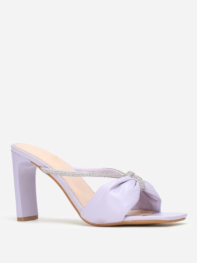 Mules carrées parme en simili à strass