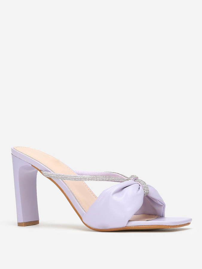 Mules carrées parme en simili à strass