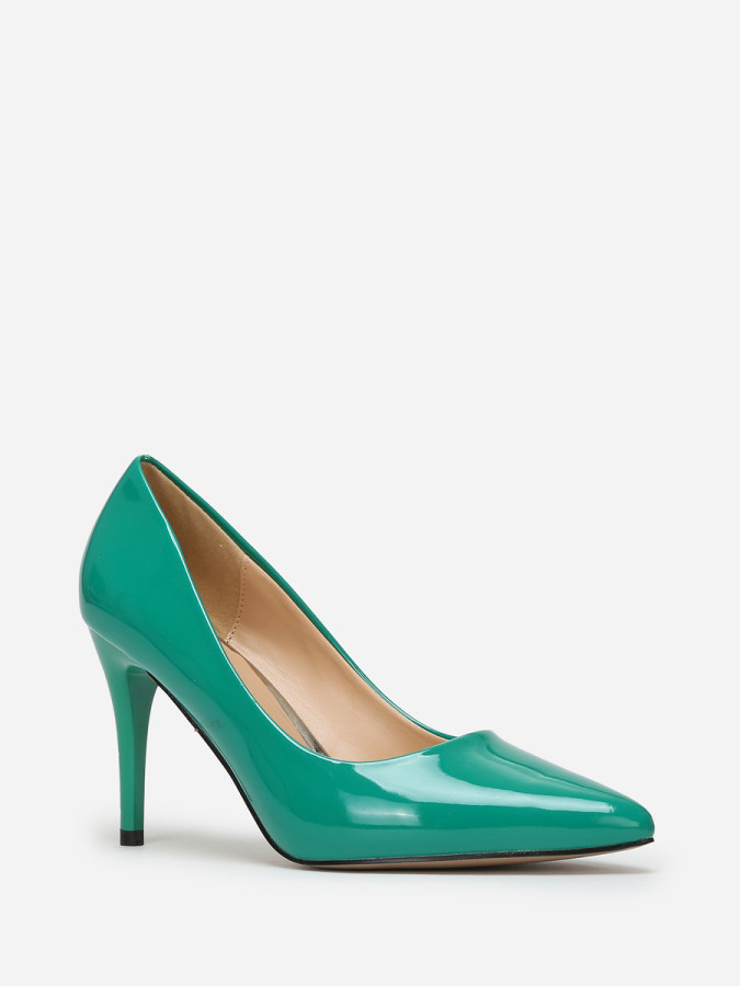 Escarpins verts vernis à talon aiguille