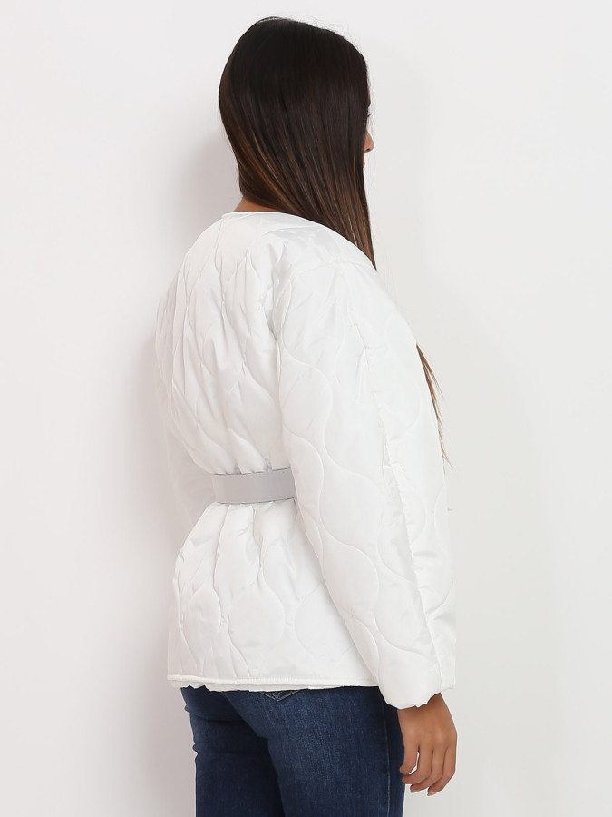 Veste matelassée blanche ceinturée