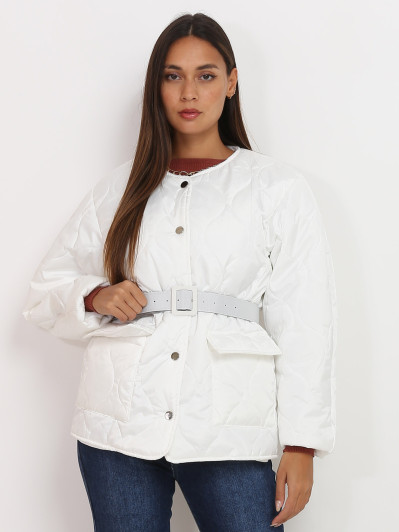 Veste matelassée blanche ceinturée