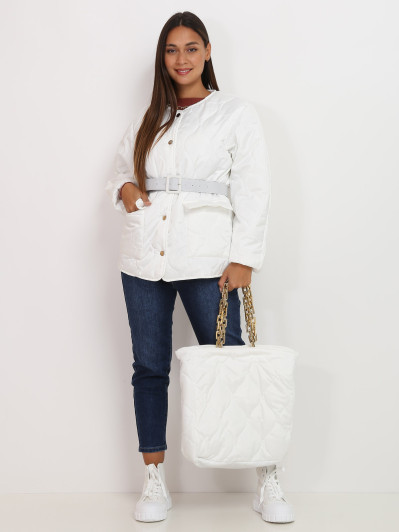 Veste matelassée blanche ceinturée