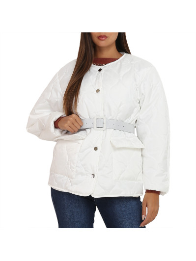Veste matelassée blanche ceinturée