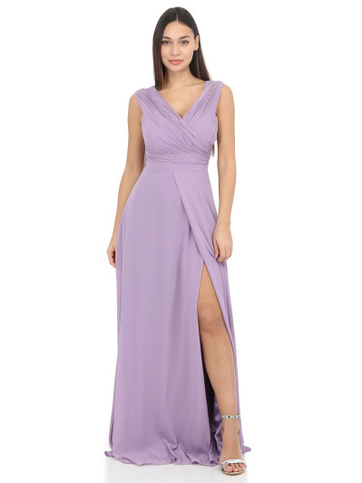 Robe longue drapée avec fente