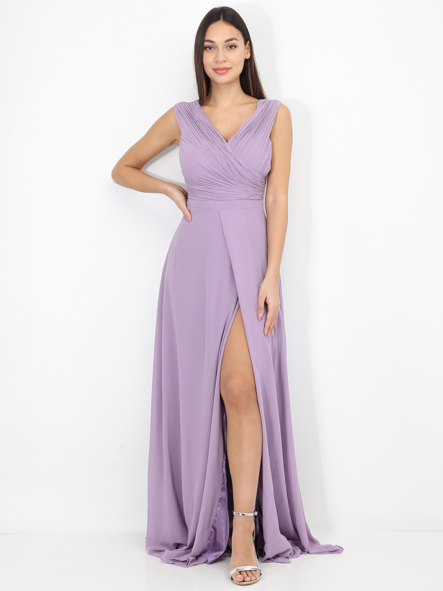 Fente Robe Robe longue drapée avec fente